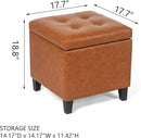 Adeco 17.7" Leather Cube Storage Orange Ottomans for Living Room by CozyNest Decor