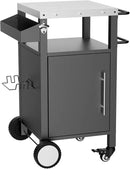 KEIKI Outdoor Grill Cart with Storage and Wheels, Rolling BBQ Prep Table with Spice Rack, Hooks, and Side Handles, Black Metal Bar Cart for Patio Kitchen and Grilling Accessories by CozyNest Decor