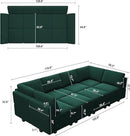 Belffin Modular Sectional Sofa with Storage Chaises Sectional Sleeper Sofa Couch 8 Seat Sectional Bed Green by CozyNest Decor