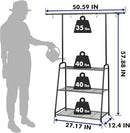 3-Tier Heavy-Duty Metal Plant Stand for Indoor and Outdoor Use, Hanging Plant Shelf for Multiple Flower Planter Holder, Tall Large Rack Ideal for Living Room, Garden, Balcony, Black by GreenHaven Gardens