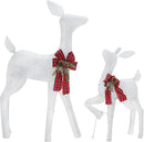 2 Pcs Reindeer Christmas Decoration, Xmas Lighted White Shimmering Doe and Fawn Display Set with 105 Warm White Lights for Yard Lawn Indoor Outdoor by CozyNest Decor