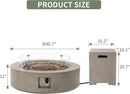 COSIEST 2-Piece Outdoor Propane Firepit Table Set w Tank Table, CSA Certified 42" Fire Table CSA Certified, 50,000 BTU w Gray Round Base,Wind Guard and 16 inches Tank Side Table 20lb for Garden,Pool by GreenHaven Gardens