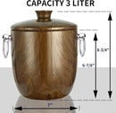 Ice Bucket with Lid, Scoop, Tongs and Strainer - Well Made Insulated Stainless Steel Keep Ice Frozen Longer - Ideal for Cocktail Bar, Parties, Chilling Wine, Champagne - 3 Liter (Teakwood) by CozyNest Decor