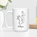 Rabbit Animal Coffee Cup Gift For Men Women Kids Children, Personalized Rabbit Lover Accent Teacup, Cute Rabbits White Coffee Mug 11 Oz 15 Oz, Custom Name Animal Rabbits Travel Mug Gift For Birthday by TinyTreasures Baby Boutique