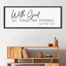 LuZhiQiang With God All Things Are Possible Wall Decor 40"×15" Matthew 19:26 sign Bible Verse Scripture for Living Room Large Wood Framed Wall Hanging Art (Black) by CozyNest Decor