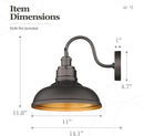 zeyu Gooseneck Wall Lights 2 Pack, 11 Inch Farmhouse Barn Light Fixtures Indoor and Outdoor, Metal Dome Shade in Oil Rubbed Bronze Finish, 016-1B-2PK ORB by CozyNest Decor