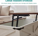 Coffee Table with Storage, Rustic White Square Coffee Tables for Living Room, Lift top Coffee Table with Large Hidden Compartment, Smart Cocktail Tables with Flip Top Lids for Home Office by CozyNest Decor