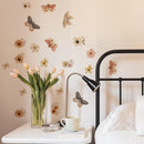 YouRfocus Butterfly and Flower Wall Decals – 72 Decals, Removable Floral Wall Stickers for Bedroom, Nursery, Girls Room, Boho Nature Decor, Reusable Home Decoration (12 Sheets) by TinyTreasures Baby Boutique