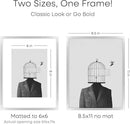 Homeforia 8.5x11 Picture Frame Silver, High End Metal 8.5 x 11 Poster Frames with Mat 6 by 8 Photo, 11x8.5 Frame Matted to 6x8 Print, 8.5by11 Wall or Tabletop Frame, Tempered Glass, Wall Kit, Set of 1 by CozyNest Decor
