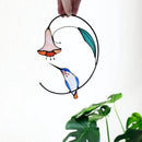 Lolitarcrafts Hummingbird with Flower Stained Glass Suncatcher Bird Stained Glass Window Hangings Hummingbird Gift for Home Decor (Blue) by GreenHaven Gardens