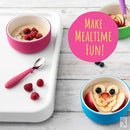 Elk and Friends Kids Porcelain Bowls with Silicone Suction Sleeve | Kids/Toddler/Baby Feeding | Microwave & Dishwasher Safe | Non slip | Cereal/Soup/Snack Dishes & Dinnerware by TinyTreasures Baby Boutique