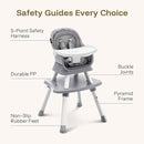 HARPPA 6 in 1 Baby High Chair, Convertible Infant Feeding Chair for Babies & Toddlers Table, Dining Booster Seat with Removable Tray, Grey by TinyTreasures Baby Boutique