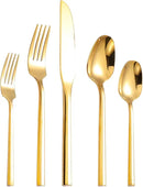 Mirror Silverware Set Gold Flatware Set with Hexagon Handle 20 Pieces 18/0 Stainless Steel Cutlery Set Wedding Housewarming Gift Service for 4 (Mirror gold) by CozyNest Decor