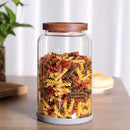 Large Glass Jar with Airtight Lid Set of 2 93 FL OZ(2750ml) glass canister set, Glass Food Containers Wooden Lid Suit for Kitchen Pantry for Flour, Tea, Coffee Beans, Sugar, Cookies(8.8 inch high) by CozyNest Decor