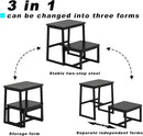 Step Stool for Adults,Holds up to 500Lb,3 in1 Heavy Duty Sturdy Two Step Stool for Kichen/Bathroom/High beds, Wooden&Metal Frame, Non-Slip Pads by TinyTreasures Baby Boutique