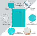 Daily Planner Undated - B5 To Do List Notebook Hourly Schedules, Spiral Appointment Planner for Women and Men, PVC Hardcover, Inner Pocket, Elastic Closure, 7" x 10", Teal by TinyTreasures Baby Boutique
