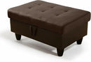 Ottoman Rectangular Storage Ottoman Bench, Flannel Footrest Stool Footstool with Lid for Living Room, Bedroom, Entryway, Dark Brown&Black, 35"x23.5"x17.5" by CozyNest Decor