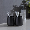 Matte Black Toothbrush Holders for Bathroom - 2Pcs Ceramic Tooth Brushing Holder Set, Toothpaste Holder, Reusable Toothbrush Mouthwash Cups, Space-Saving Design for Bathroom Countertop by CozyNest Decor