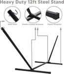 SUNCREAT Hammock with Stand 2 Person Heavy Duty, Freestanding Hammock with Spreader Bar, Soft Pillow, Gray Stripes by GreenHaven Gardens