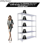 60"x18"x72" Chrome 5-Tier PREMIUM Wire Shelving NSF 4000 LBS MAX CAPACITY Heavy Duty Steel Storage Rack for Warehouses, Garages, Hospitals, Commercial Spaces, & Schools w/PREMIUM WHEELS by CozyNest Decor