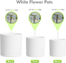 8/7/6 inch Plant Pots, Set of 3 Cylinder Flower Pots for Outdoor Indoor Plants, Decorative Plastic Planters with Drainage Holes and Saucers for Garden House Plants, White by GreenHaven Gardens