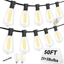 ST38 50FT LED Outdoor String Lights with 25+2 Spare Bulbs, E12 Socket, 2700K Warm White-for Backyard, Wedding, Camping, Porch, Deck, Gazebo, Bistro Decor by CozyNest Decor