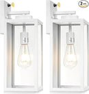 16-inch White Dusk to Dawn Outdoor Wall Light Fixtures, Exterior Waterproof Wall Lanterns, Large Porch Sconces Lighting, Modern Outside Lights for House Patio Front Door Entryway, 2-Packs by GreenHaven Gardens