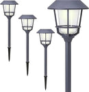 Solar LED Path Lights 4 Pack – 12 Lumens, Warm White, Weathered Zinc, Stainless Steel, Solar Powered, Weather-Resistant Outdoor Lighting for Walkway, Garden, Patio, Sidewalk by CozyNest Decor