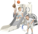 KORIMEFA 7 in 1 Toddler Slide, Kids Slide for Toddlers Baby 1-3 Years Old, Indoor and Outdoor with Basketball Hoop & Golf Set, Plastic Slides for Kids Easy Assembly, Grey by TinyTreasures Baby Boutique