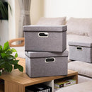 PRANDOM Foldable Storage Boxes with Lids [1-Pack] Linen Fabric Collapsible Storage Bins Organizer Containers Baskets Cube with Cover for Home Bedroom Closet Office Nursery (14.9x9.8x9.8) by TinyTreasures Baby Boutique