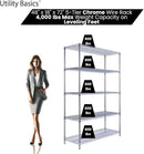 48"x18"x72" Chrome 5-Tier PREMIUM Wire Shelving NSF 4000 LBS MAX CAPACITY Heavy Duty Steel Storage Rack for Warehouses, Garages, Hospitals, Commercial Spaces, & Schools w/PREMIUM WHEELS by CozyNest Decor