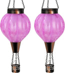 2PC Hot Air Balloon Solar Lantern with Flame, Pink Glass Balloon Lantern Lights Outdoor Waterproof, Hanging Solar Lights for Outside Garden Yard Patio Tree Porch Gift for Women Lovers Mom by GreenHaven Gardens