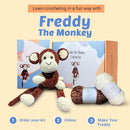 CULETCRAFT Crochet Kit for Beginners Adults, Freddy The Monkey DIY Crochet Animal Kit for Beginners, Learn to Crochet with Step-by-Step Instruction Book, Beginner Crochet Kit for Adults and Kids by TinyTreasures Baby Boutique