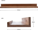 AZSKY Floating Photo Shelves Fair Light Walnut 24 Inch Picture Ledge for Storage Wall Book Shelves Hanging Picture Photo Frame Ledge Shelves with Lip a Set of 3 Same Sizes Kitchen Spice Rack by CozyNest Decor