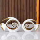 White Gold Ceramic Fish Figurines - Coastal Home Decor, Modern Ocean Centerpieces for Living Room, Dining Area, Bathroom, Office, Coffee Table, Beach House, Nautical, Seaside, Entrance, Shelf Display by CozyNest Decor
