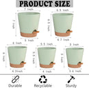 Self Watering Planters for Outdoor Plants 7/6.5/6/5.5/5Inch 5Pack Flower Pot for House Plants Green Indoor Plastic Pots Plant Pots Succulent Pots with Drainage Hole and Deep Reservoir