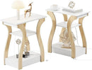 End Table Set of 2 with Charging Station, Side Table with USB Ports and Outlets, Nightstand, 3 Tier End Table with Storage Shelf for Living Room, Bedroom (White Set of 2) by CozyNest Decor