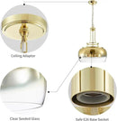 WUZUPS Gold Chandelier Rustic Farmhouse Industrial Round Ceiling Pendant LED Light Fixture with Gradient Glass Shade for Dining Room Kitchen Island Foyer Entryway, H 20.9" W 15.9", E26 Base by CozyNest Decor