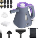 Steam Cleaner Handheld: 1200W Fast 10-Sec Heat-Up-750mL (25oz) Tank-No Cooling-Refill Anytime-Lockable Steam Trigger-14-Piece Kit Hand Held Steamer for Home Car Grout Tile Cleaning Grey by TinyTreasures Baby Boutique