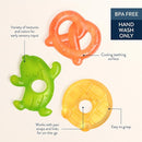 Itzy Ritzy Water-Filled Teethers - Cold Cutie Coolers Textured On Both Sides to Massage Sore Gums & Emerging Teeth - Can Be Chilled in Refrigerator, Set of 3 Silly Foods Teethers by TinyTreasures Baby Boutique