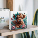 Highland Cow Decor, Highland Cow Gifts for women, Highland Cow Baby Decor, Cow With Pink Bow, Highland Cow Nursery Decor, Wooden Box Decor Sign for Home Farmhouse Office Living Room Table Shelf by CozyNest Decor