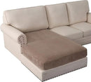 PrinceDeco Sectional Couch Covers Velvet Couch Cover for Dogs Washable L Shaped Couch Cover 1 Piece Individual Sectional Couch Covers with Elastic Bottom(Chaise Lounge,Taupe) by CozyNest Decor