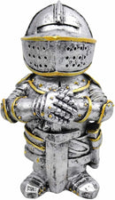 nezababy Knight Gnomes Guard Garden Statue Decoration Medieval Wee Crusader Battle Swordsman Fighting Outdoor Figurines Lawn Decor Resin (E)