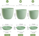 Large Plant Pots 12/10/9 inch, Set of 3 Modern Decorative Plastic Planters with Drainage Holes and Saucers, Flower Pots for Indoor Outdoor Plants, Green by CozyNest Decor