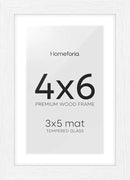 Homeforia White Picture Frames 4x6, High End Oak 4x6 Wooden Frame with Mat 3x5 Art, 4 x 6 White Wood Frames Matted to 3 x 5 inch Photo, 6by4 Wall or Tabletop Frame, Tempered Glass, Wall Kit, Set of 1 by CozyNest Decor