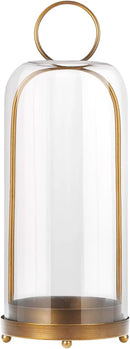 20" High Versatile Modern Metal Hurricane Lantern with Handmade Sturdy Glass Dome for Pillar Candle & Plants (Brass, 7.5"x20") by CozyNest Decor