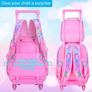 gxtvo Girls Rolling Backpack, Cute Unicorn Roller Wheels Kids Bookbag - Wheeled Elementary School Bag - 3PCS Unicorn by TinyTreasures Baby Boutique