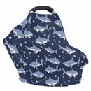 Binienty Cartoon Shark Print Car Seat Canopies for Baby Boys Girls, Women's Light Soft Nursing Cover Breastfeeding Scarf Breathable Stroller Cover for Sun and Windy by TinyTreasures Baby Boutique