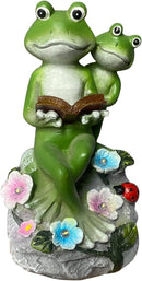 Frog Garden Statue,Frog Garden Decor,Solar Frog Statue Sitting on a Stone Reading a Book with 5 LEDs for Lawn Patio Yard Porch Decoration, Outdoor Garden Decor, yijiayi-008 by GreenHaven Gardens