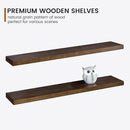 Floating Shelves 36 Inches Long - 8 Inch Deep Rustic Solid Pine Wood for Storage - Farmhouse Wall Mounted for Living Room - Heavy-Duty Metal Bracket - 36" W x 8" D - Set of 2 - American Walnut Color by CozyNest Decor
